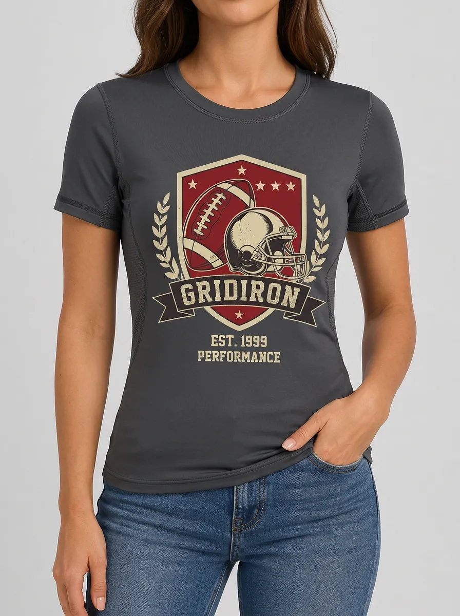 Women's Football Lover Gridiron Helmet Shield Printed T-shirt
