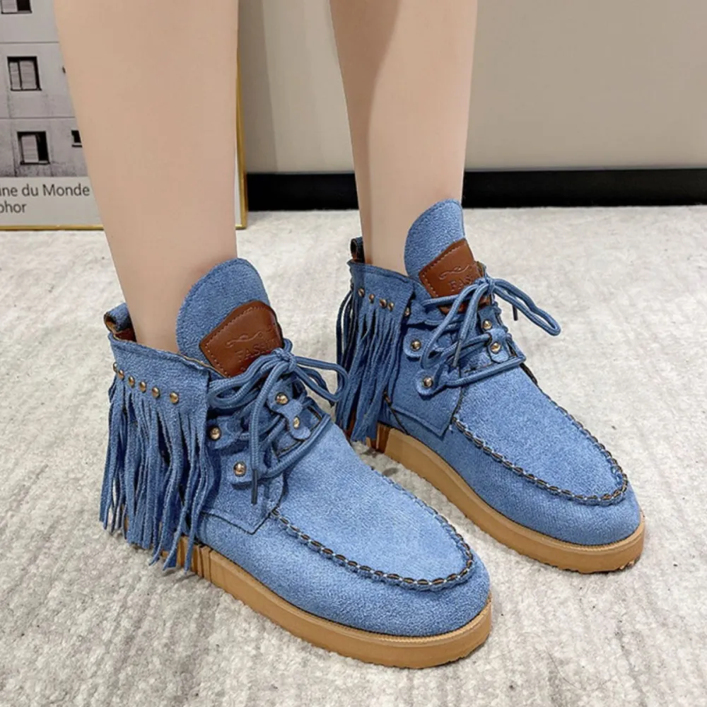 Round Toe Fringe Boots