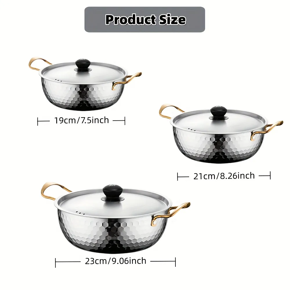 Versatile Stackable Gold Cookware Set, Home Kitchen Helper for Multi-Size Cooking Needs