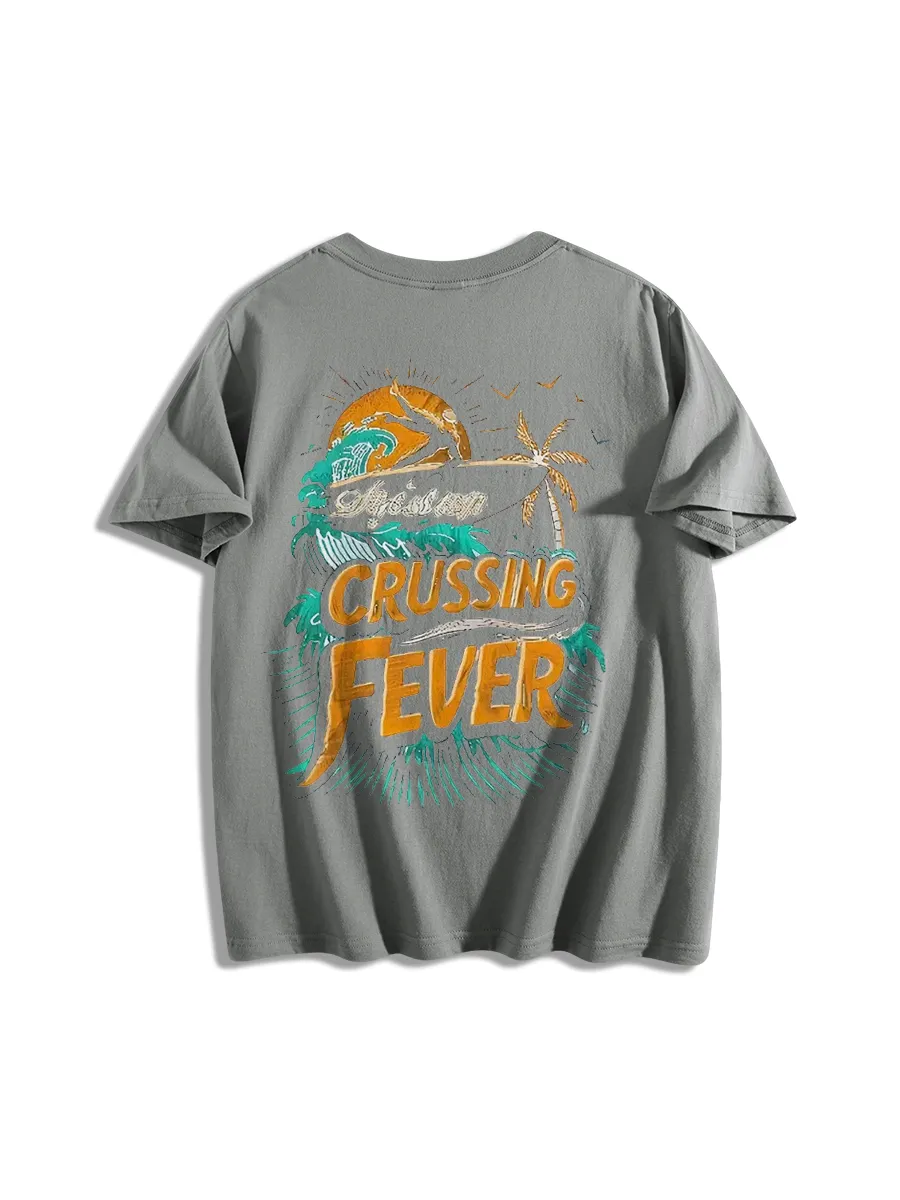 Dual Sided Crossing Fever Graphic T-Shirt