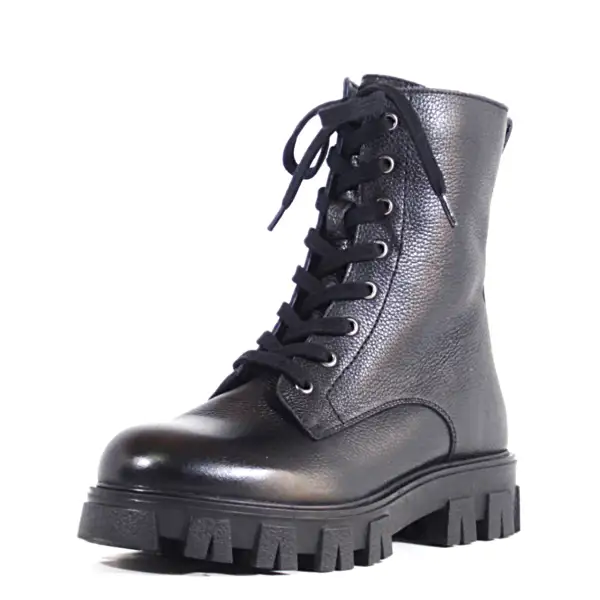 Leather Zip Combat Ankle Boots
