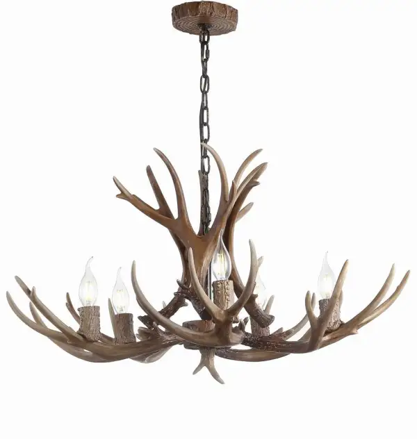 Adjustable Resin Antler Five-Light LED Chandelier