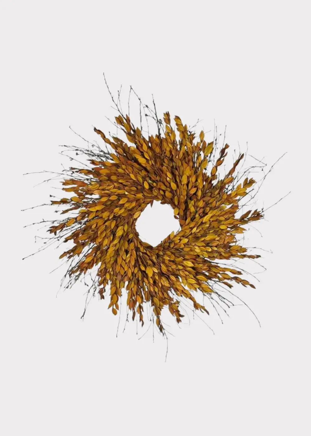 Preserved Myrtle Leaf Warm Amber Wreath