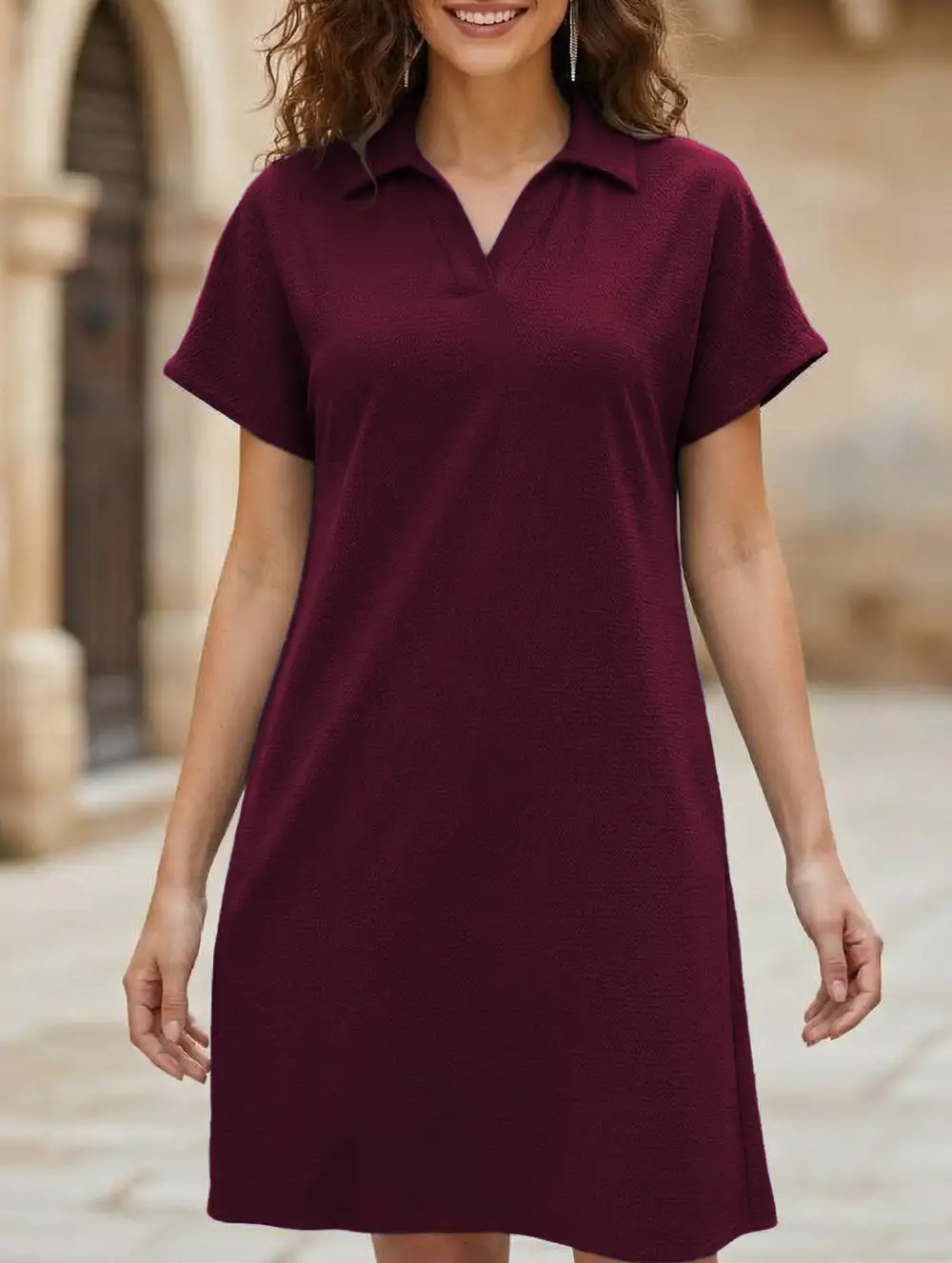 Polo Collar Mini Dress