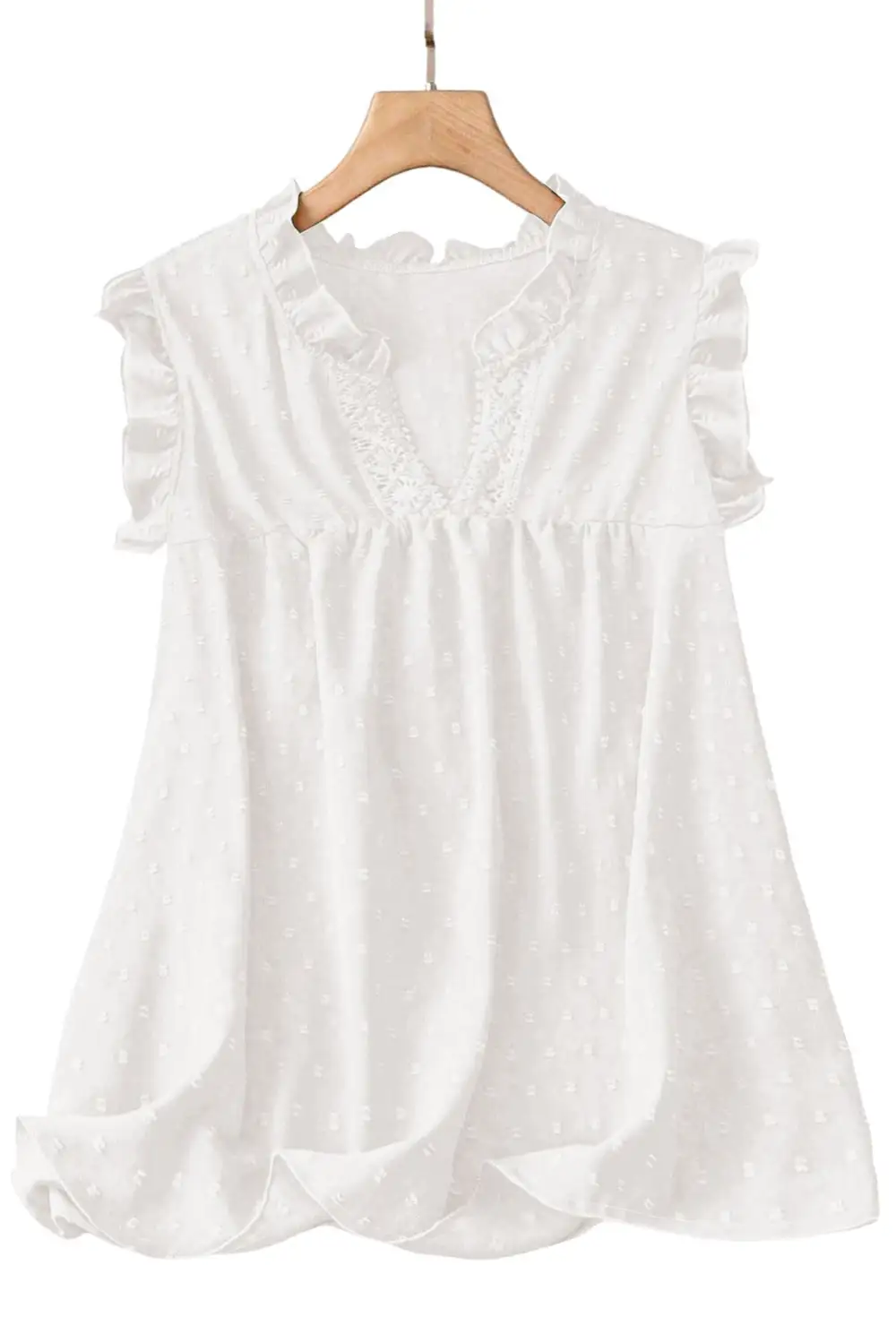 Ruffled Lace V-Neck Blouse