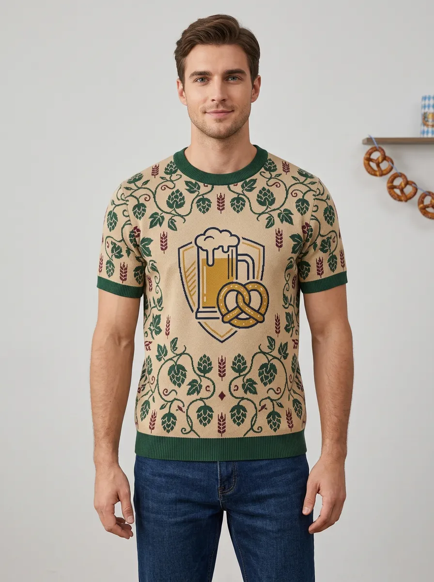 Hop Leaf Pattern Knit Top