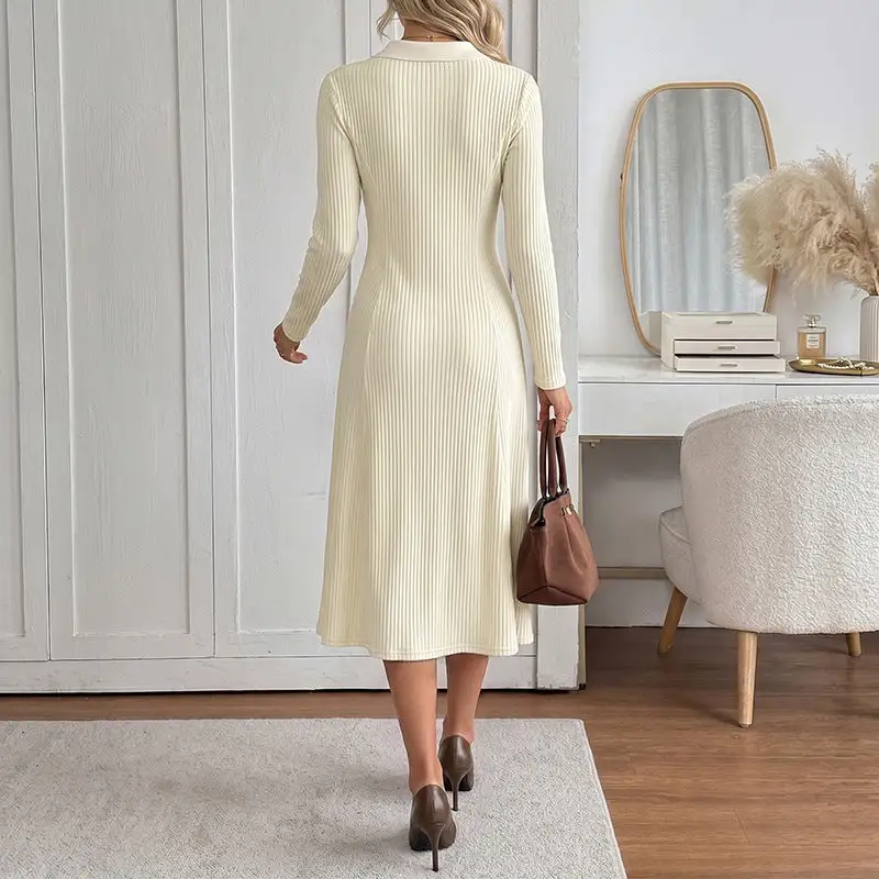 Women's Long-Sleeve Button-Detail Evening Dress