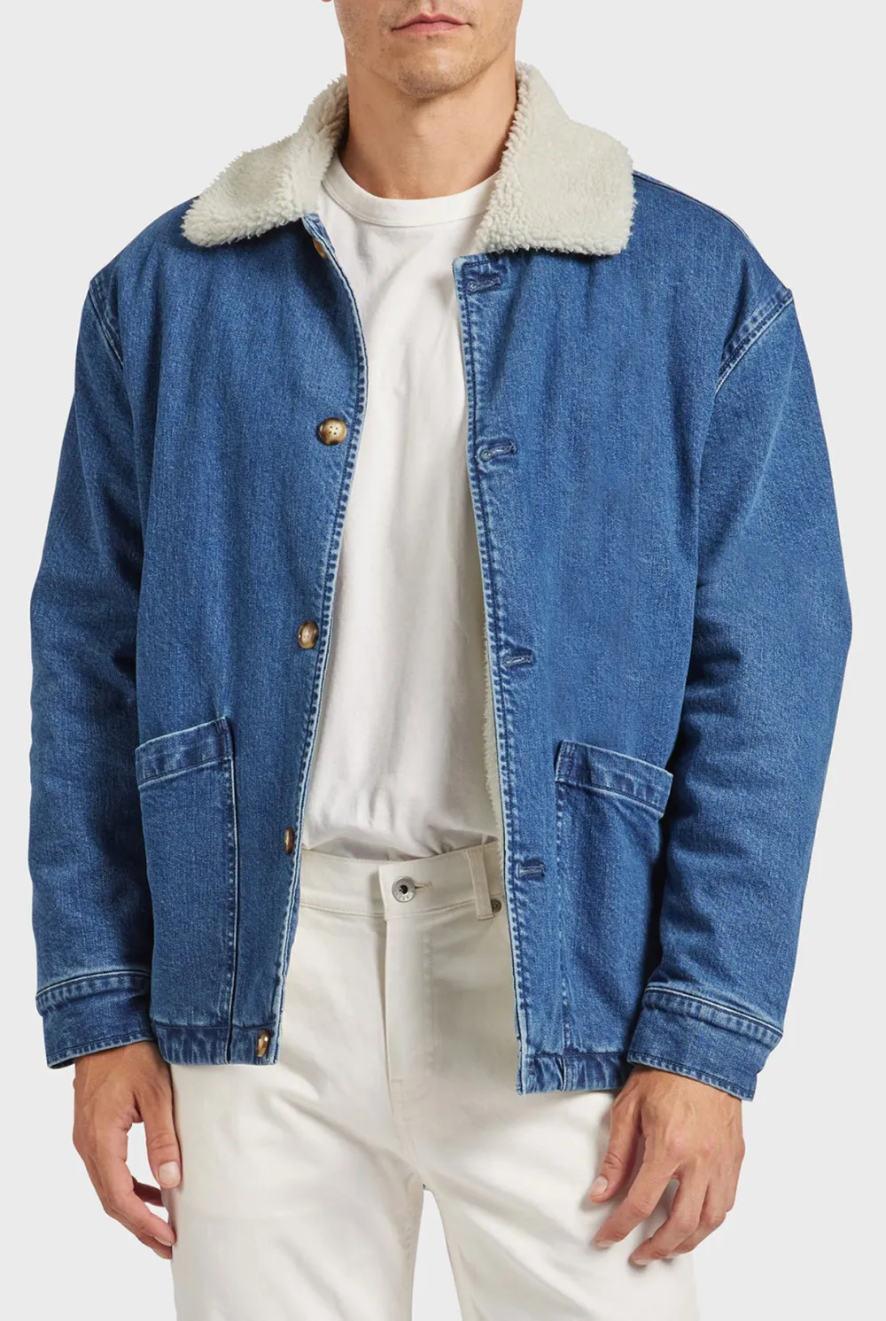 Fleece Lined Denim Button Front Jacket