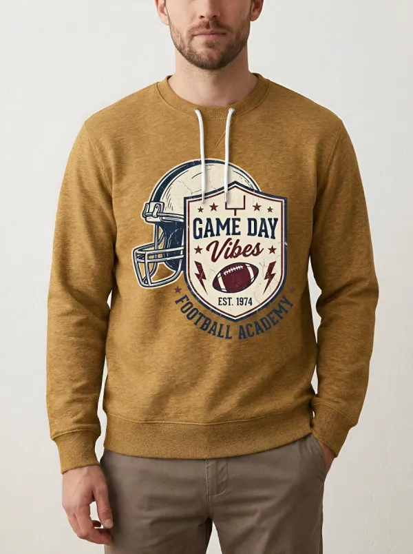 Men's Football Game Day Helmet Shield Printed Sweatshirt