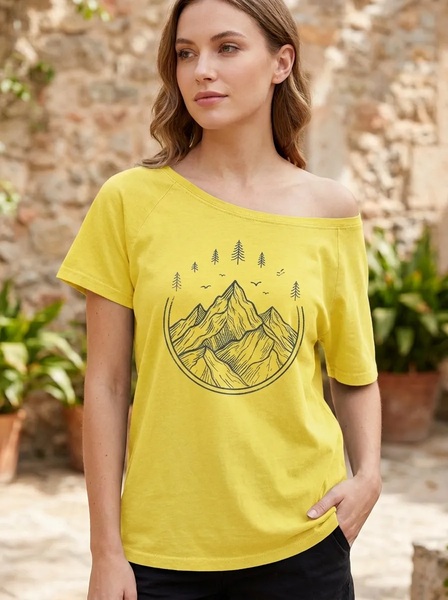 Women's Nature Lover Mountain Pine Forest Printed T-shirt
