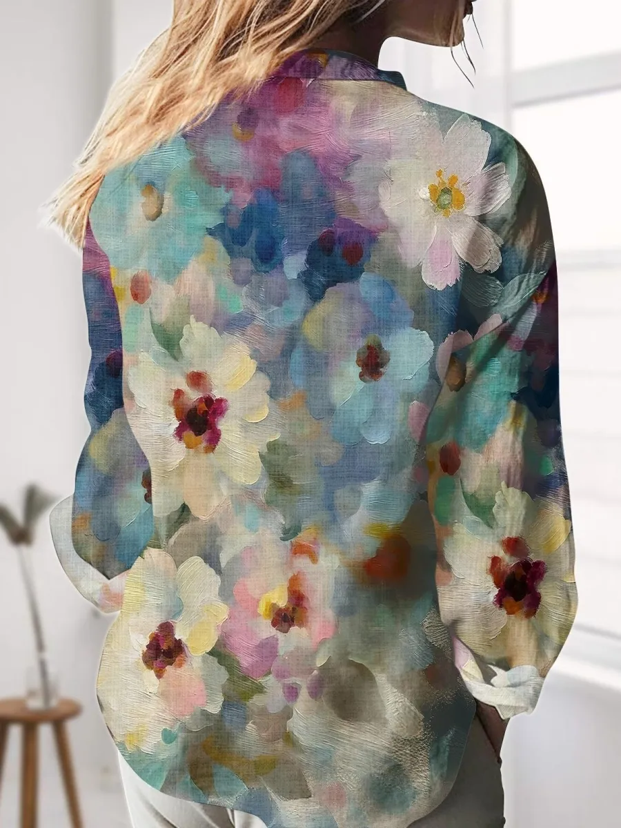Abstract Flower Print Shirt