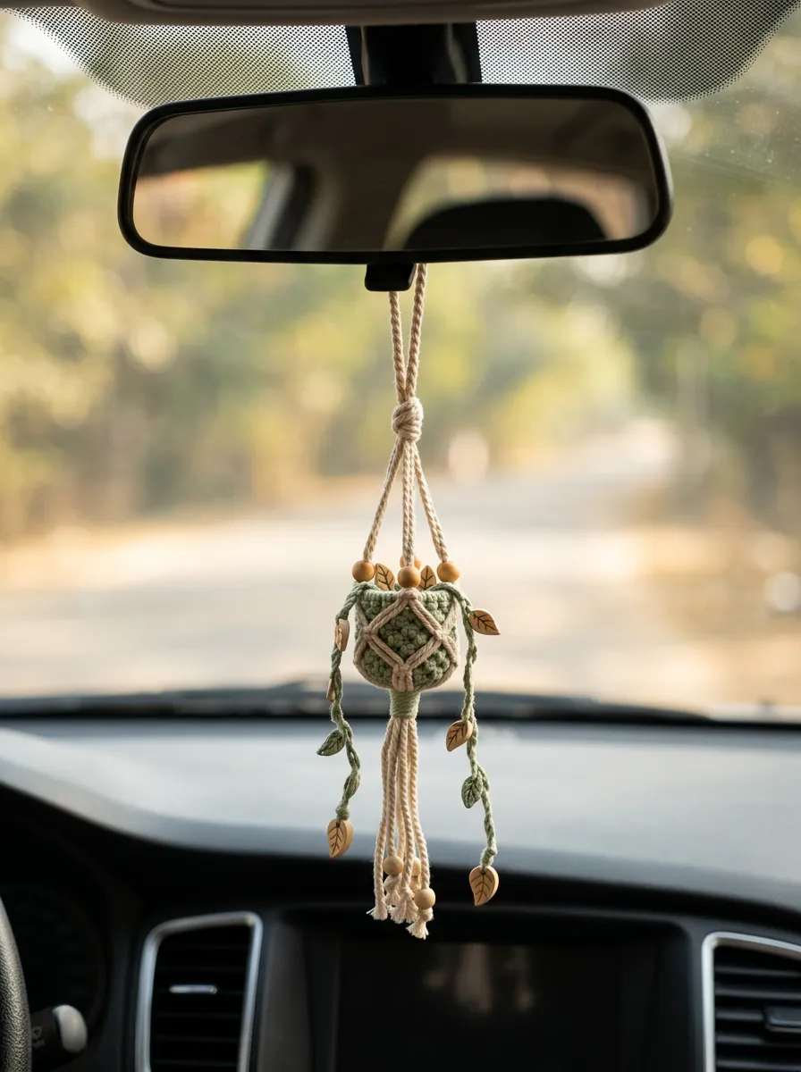 Plant Leaf Rearview Mirror Hanging Ornament