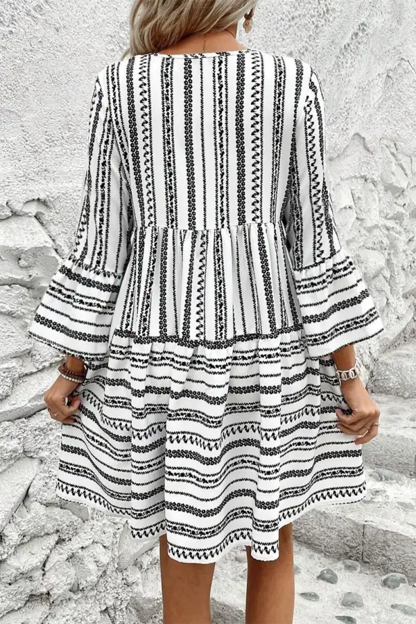Striped V-Neck Mini Dress