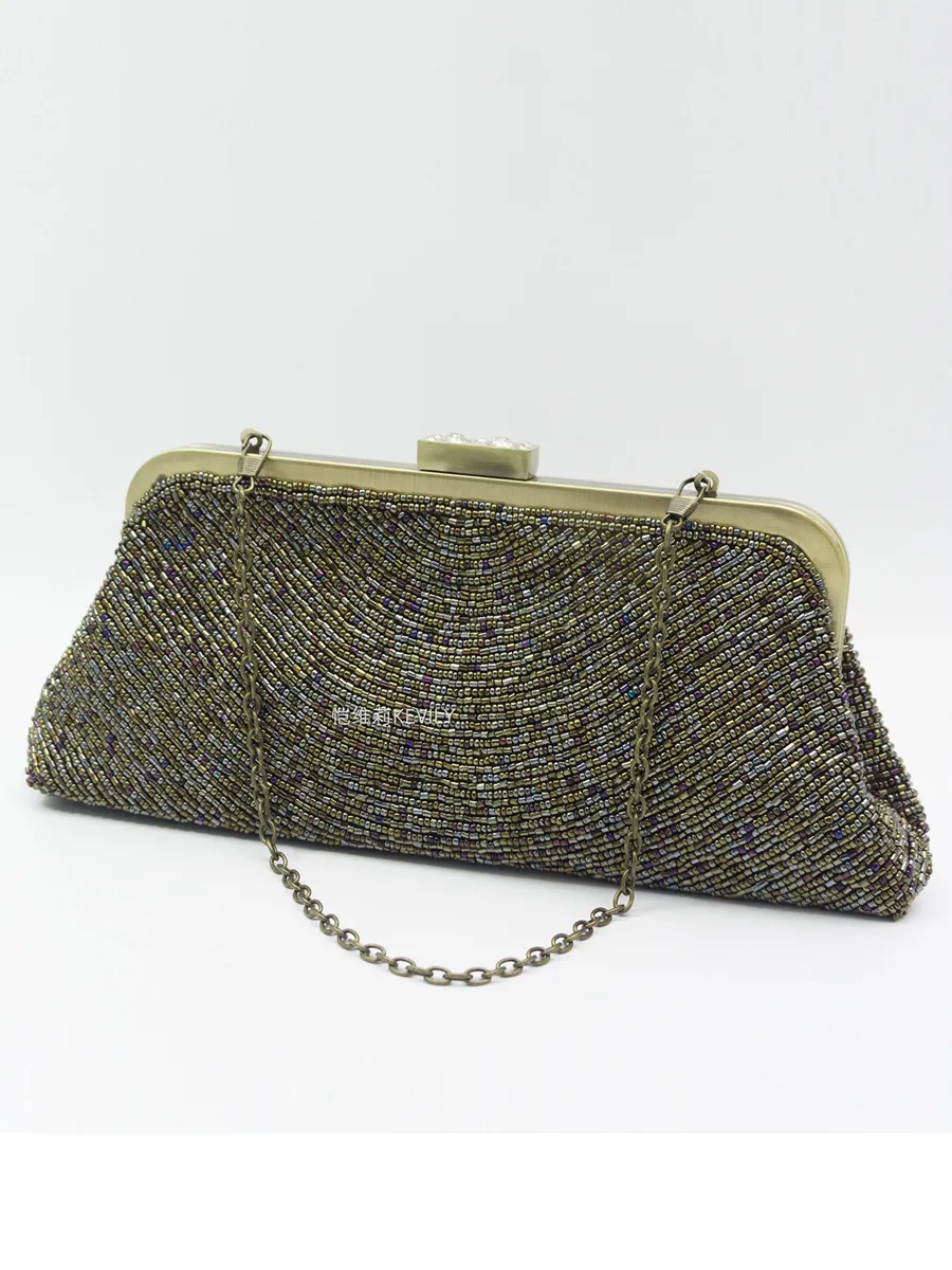 Johanna Vintage Beaded Antique Bronze Evening Bag