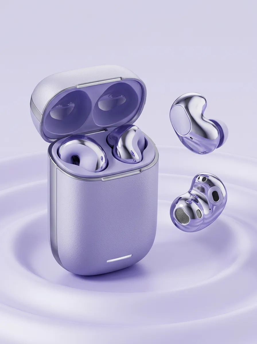 Metallic Bean-Shaped Wireless Earbuds