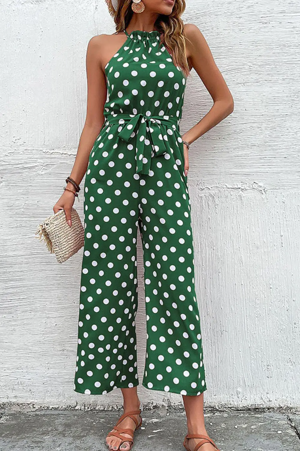 Polka Dot Wide Leg Jumpsuit