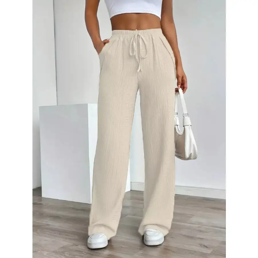Texture Wide Leg Pants