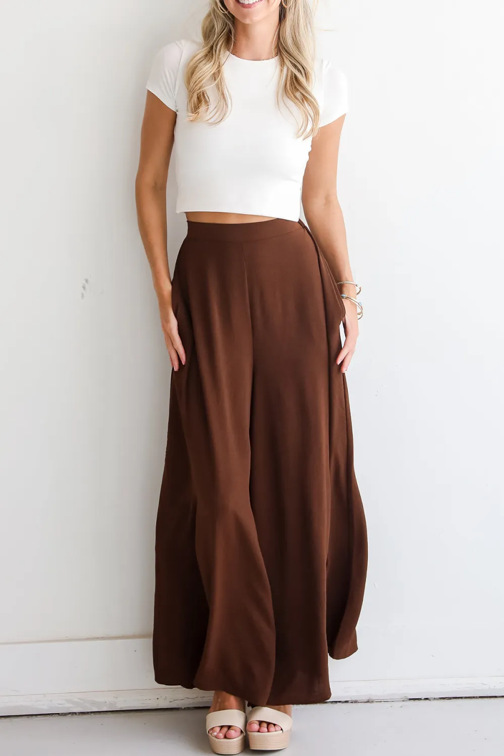 Slight Stretch Wide Leg Pants