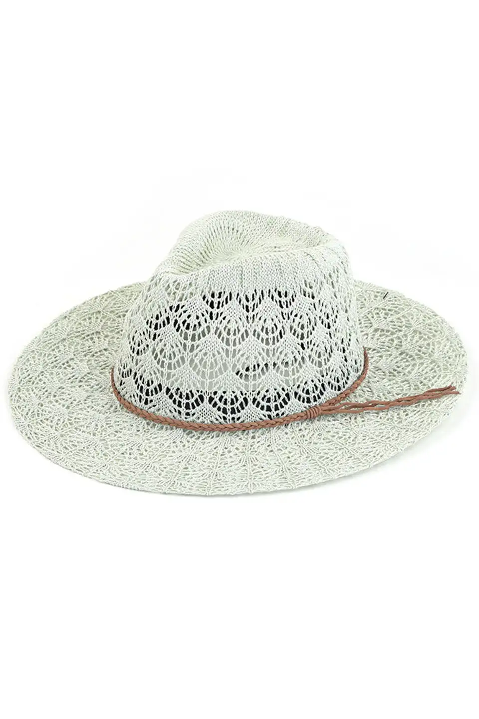 Horseshoe Lace Knitting Wide Brim Hat