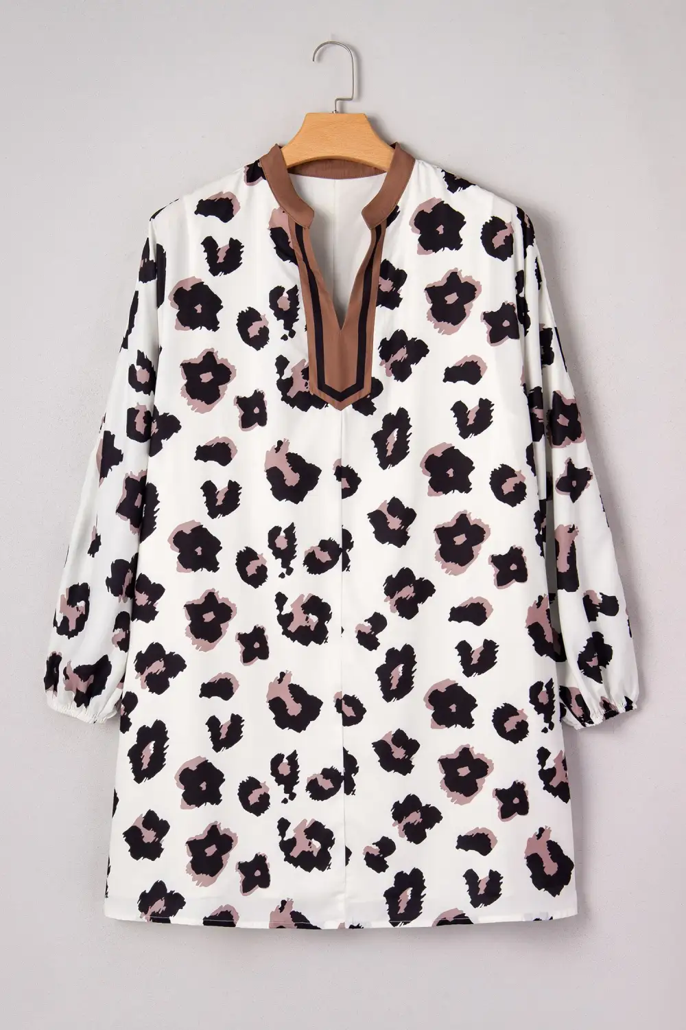 Smooth Finish Animal Print V Neck Mini Dress