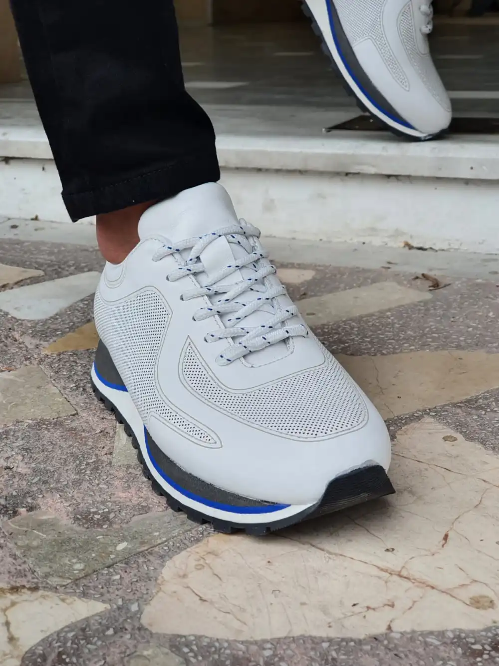 Leather High-Top Lace Up Sneakers
