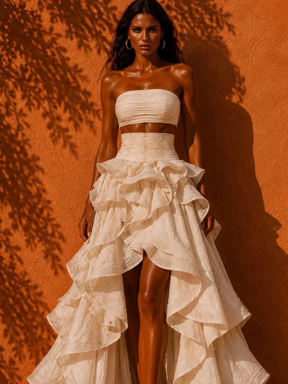 Adeline Pleated Ruffle Maxi Skirt Set