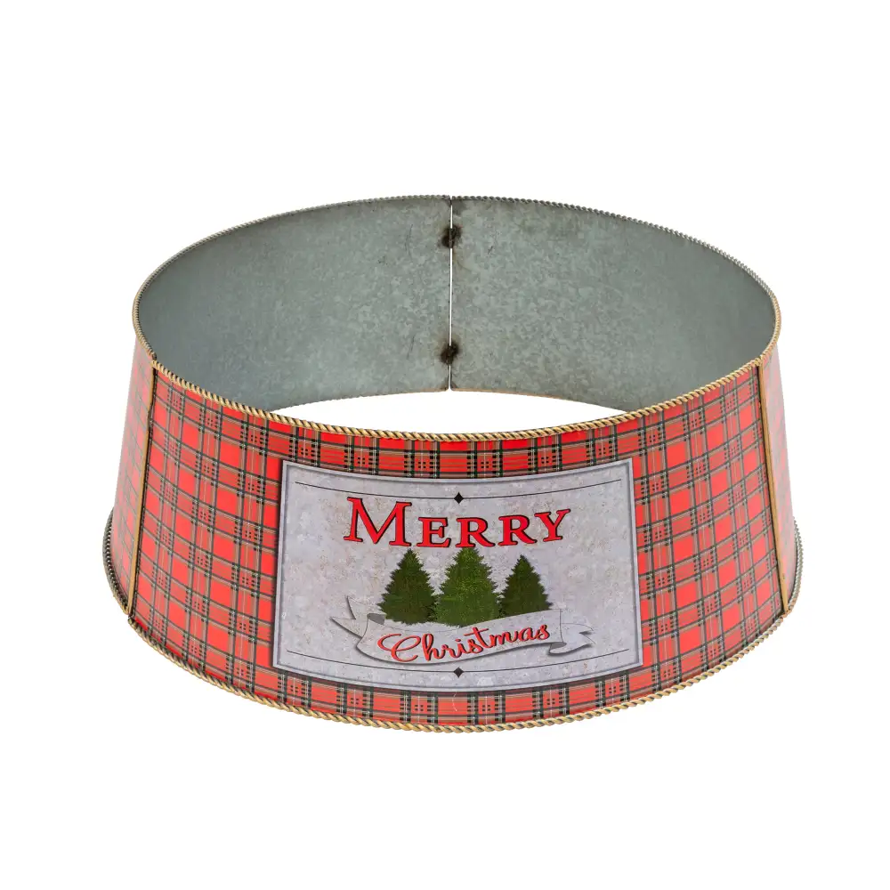 Galvanized Plaid Tree Collar