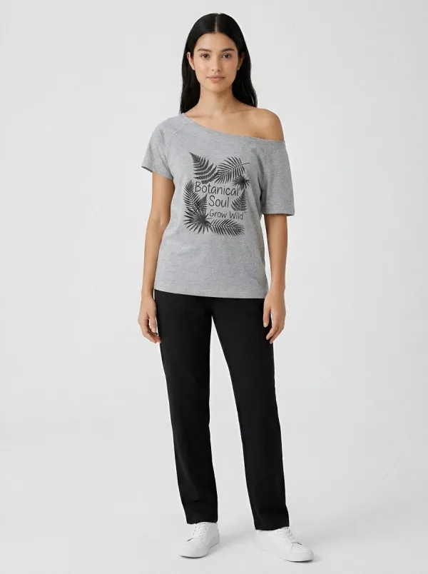 Women's Botanical Soul Fern Leaf Printed Off-Shoulder Top