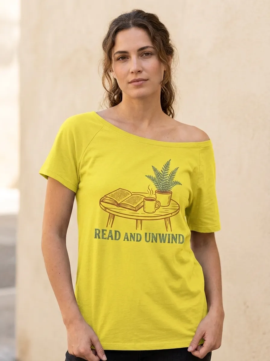 Women's Book Lover Read and Unwind Plant Printed T-shirt
