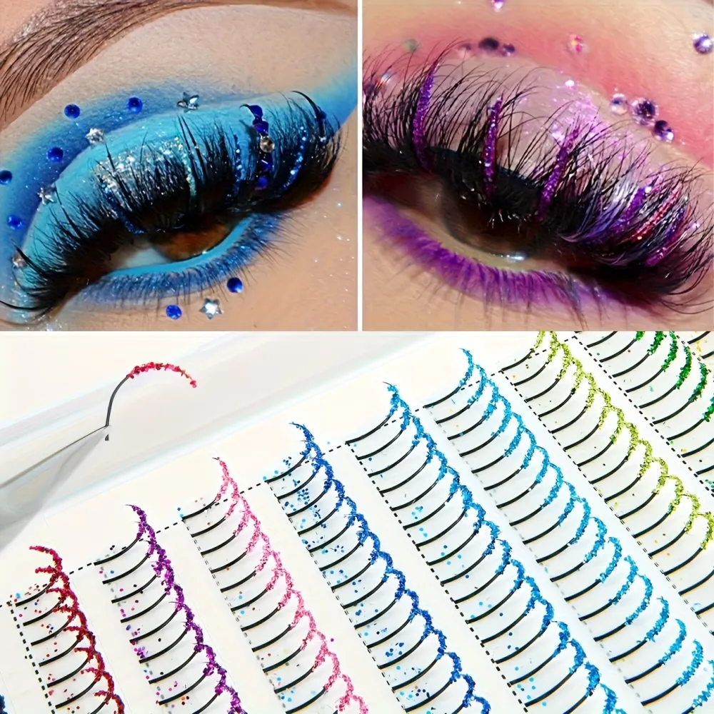 Glitter Colored False Lashes