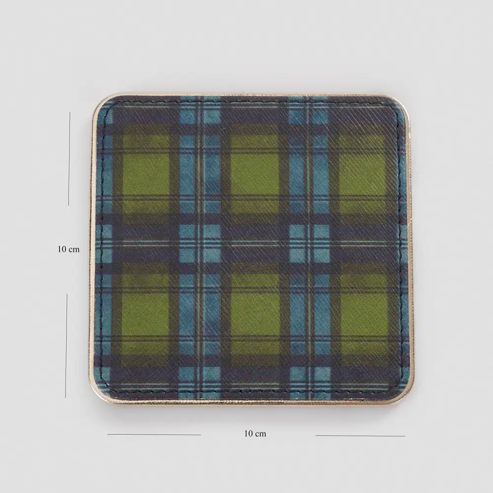 Plaid Faux Leather Coaster Set