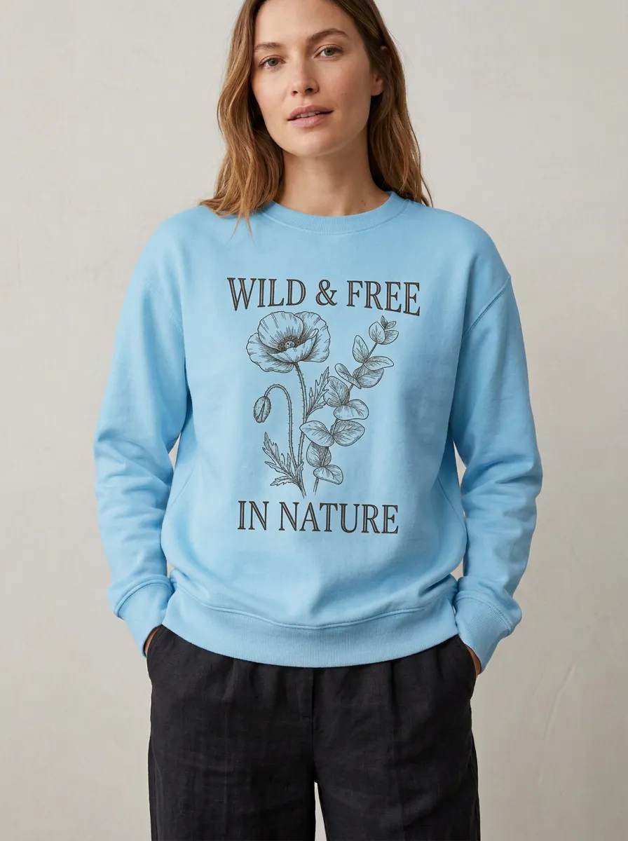 Nature Lover Wild And Free Poppy Flower Sweatshirt