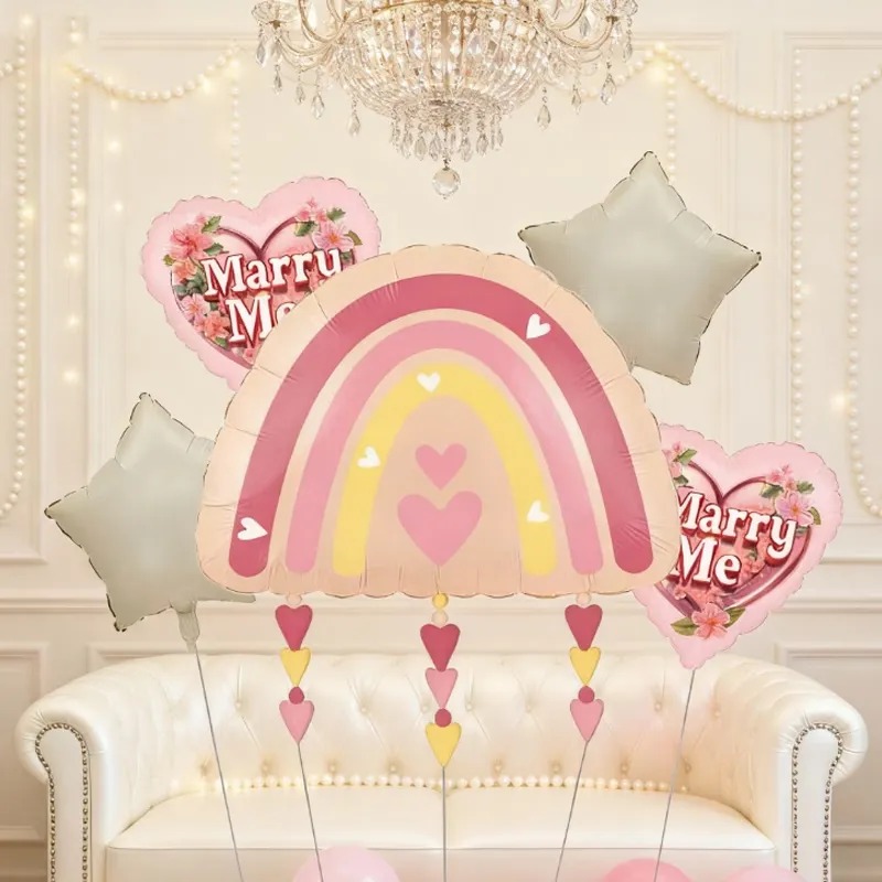5 Pcs Marry Me Rainbow Balloon Set