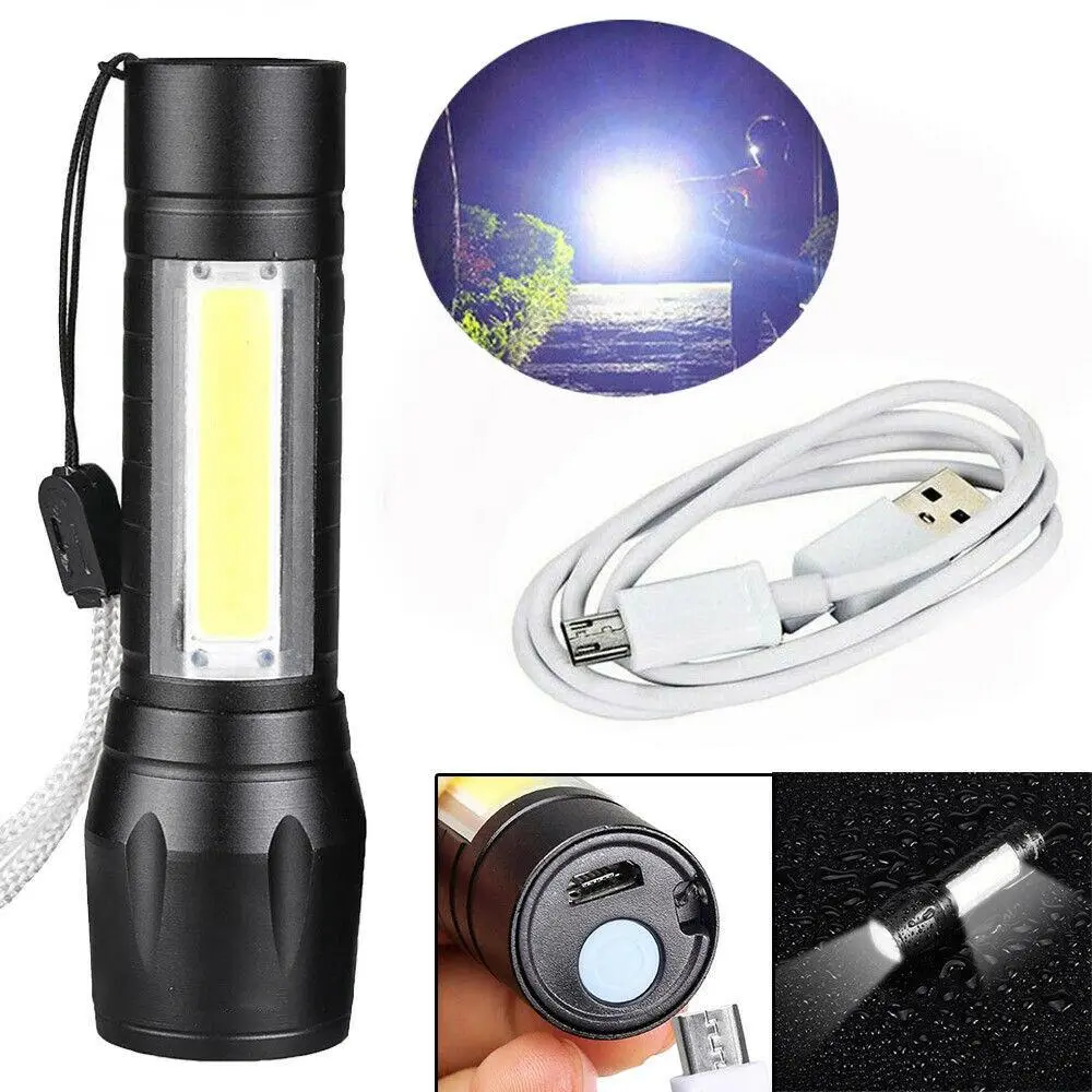 Torch Light Mini Aluminum Long Range Rechargeable Torch
