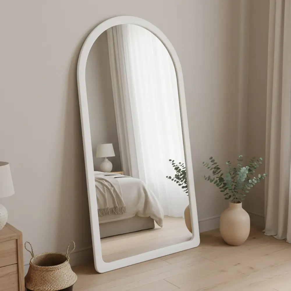 Minimal Tempered Glass Arched Full Length Mirror