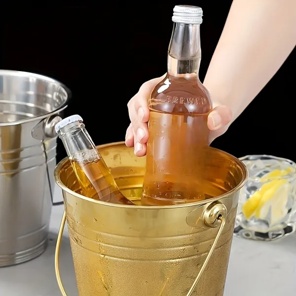 Dual-Color Stainless Steel Cold Drink Ice Bucket