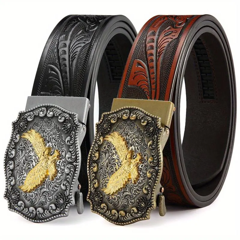Western Cowboy Floral Embossed Men's Belt Set