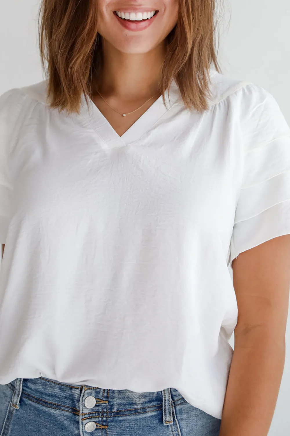 Off White Ruffle Sleeve Blouse