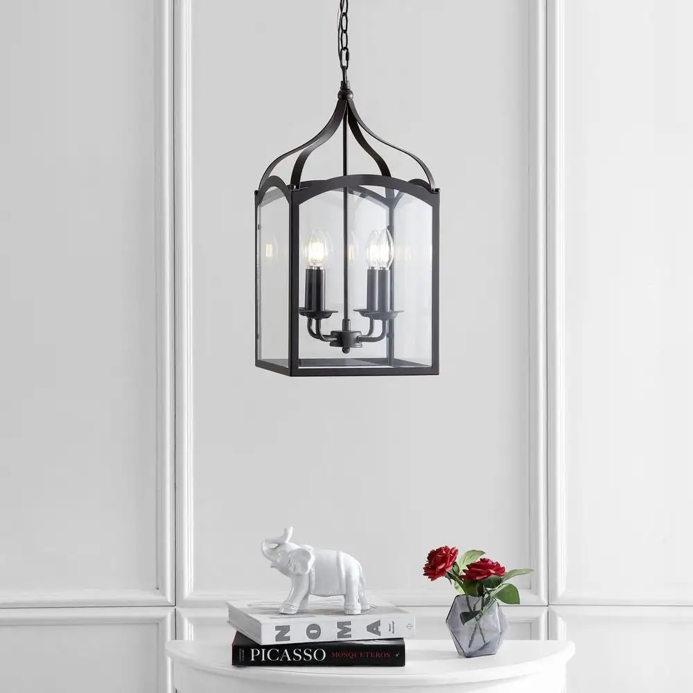 Four-Light Traditional Classic Lantern Metal Glass LED Pendant