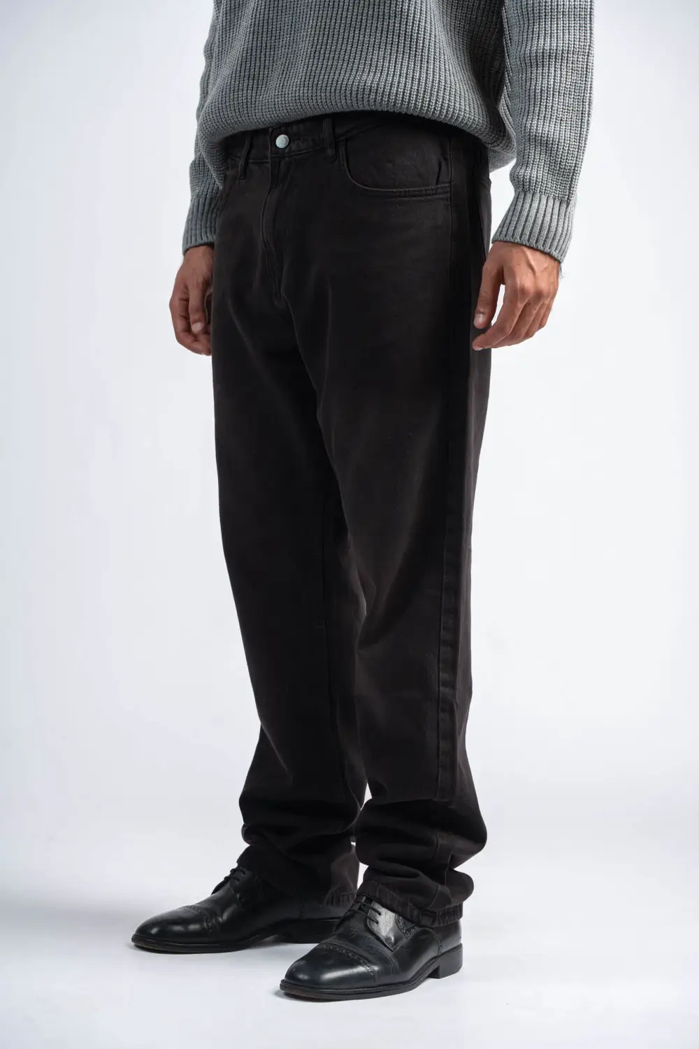 Rust Brown Straight Leg Denim Pants