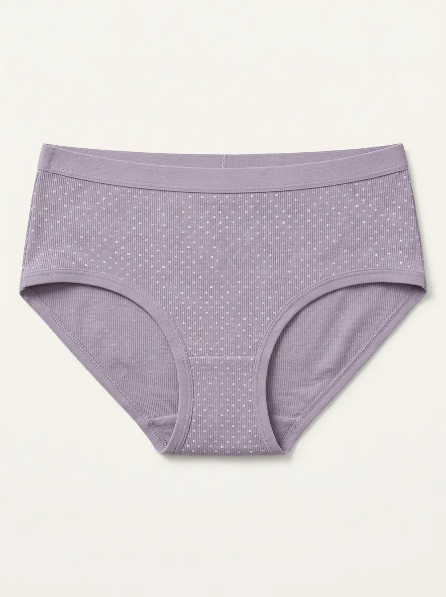 Women's Printed Briefs with Polka Dot Detail