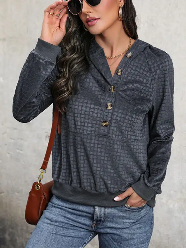 Pocketed Textured Sweatshirt