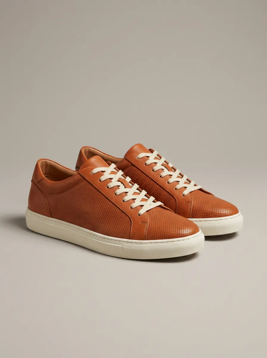 Men's Everyday Minimalist Perforated Leather Casual Sneakers