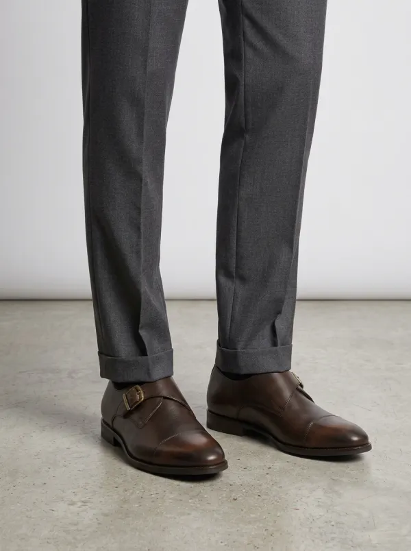 Men's Clean-Lined Classic Business Leather Single Monk Strap Shoes