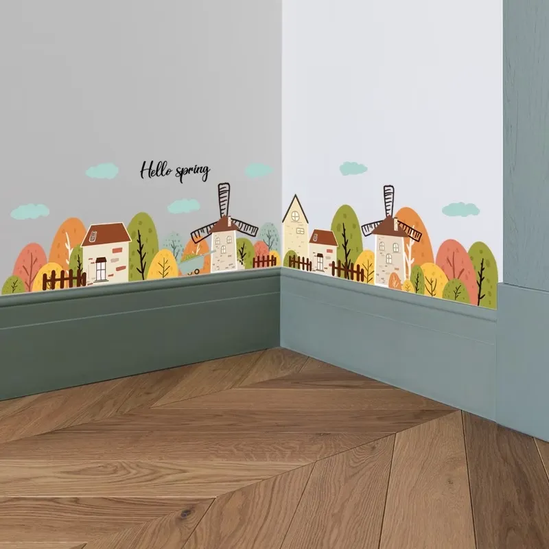 Cartoon Town Baseboard Decal