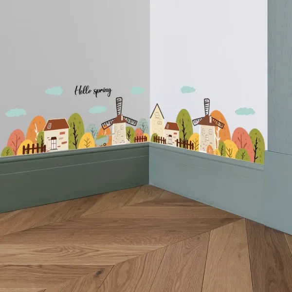 Cartoon Town Baseboard Decal