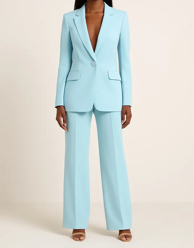 Polished Formal Suit Set with Tailored Long Blazer