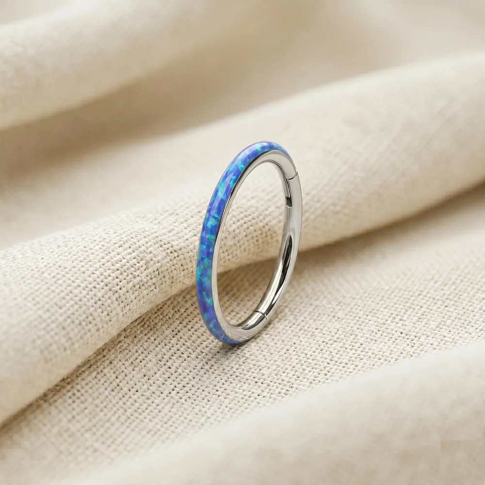Surgical-Steel Opal Hinged Hoop Ring