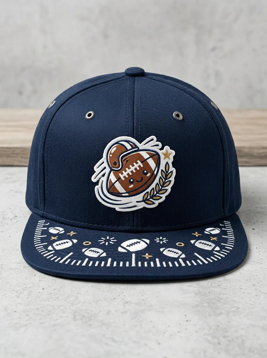 Playful Football Print Baseball Cap