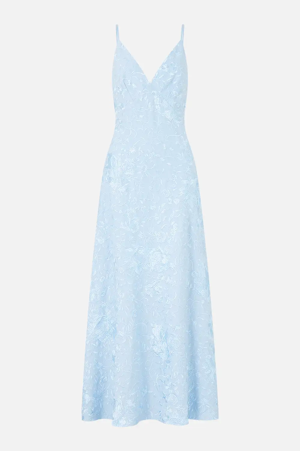 Printed V-Neck Full Length Bias Slip Dress